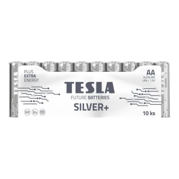 Tesla Batteries - 10 stk. Alkalisk batteri AA SILVER+ 1,5V 2900 mAh