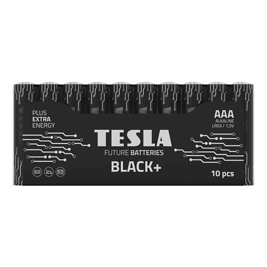 Tesla Batteries - 10 stk. Alkalisk batteri AAA BLACK+ 1,5V 1200 mAh