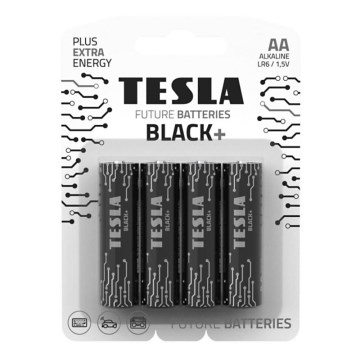 Tesla Batteries - 4 stk. Alkalisk batteri AA BLACK+ 1,5V 2800 mAh