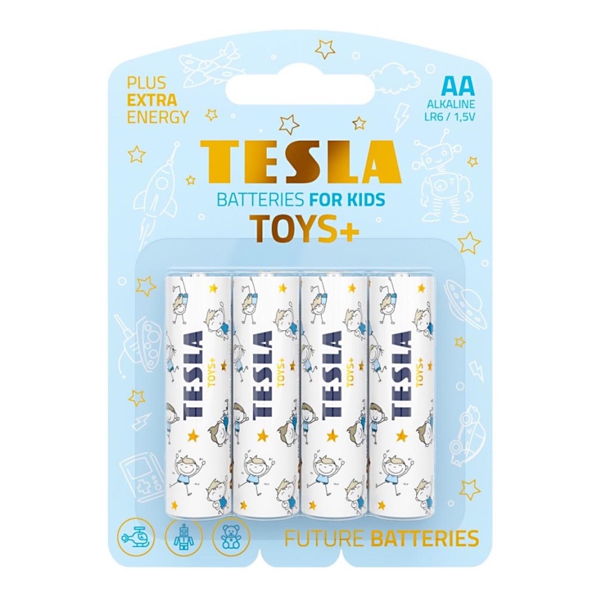 Tesla Batteries - 4 stk. Alkalisk batteri AA TOYS+ 1,5V 2900 mAh