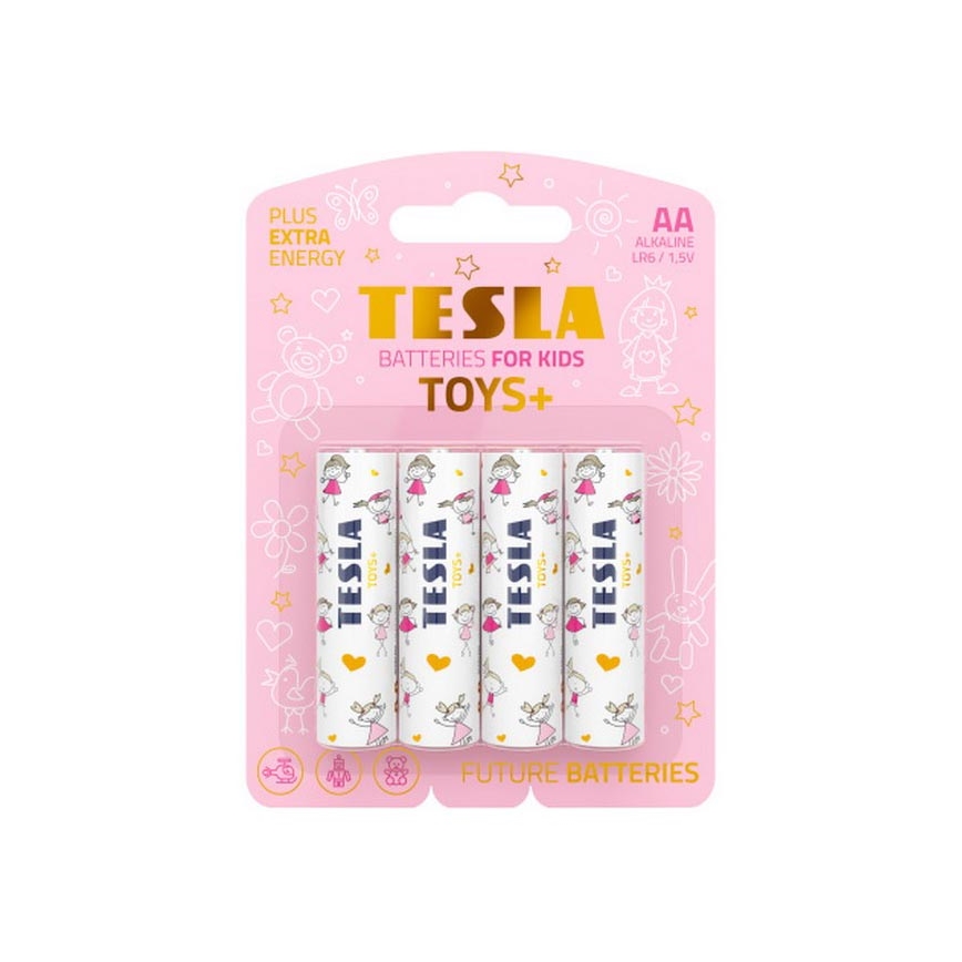 Tesla Batteries - 4 stk. Alkalisk batteri AA TOYS+ 1,5V 2900 mAh
