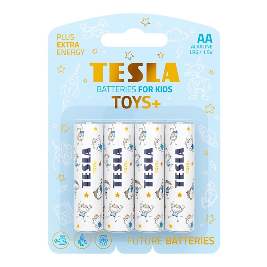 Tesla Batteries - 4 stk. Alkalisk batteri AA TOYS+ 1,5V