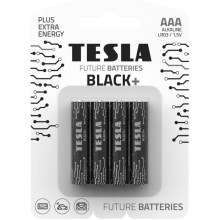 Tesla Batteries - 4 stk. Alkalisk batteri AAA BLACK+ 1,5V 1200 mAh