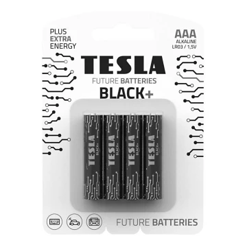 Tesla Batteries - 4 stk. Alkalisk batteri AAA BLACK+ 1,5V 1200 mAh