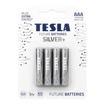 Tesla Batteries - 4 stk. Alkalisk batteri AAA SILVER+ 1,5V 1300 mAh