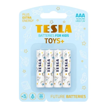 Tesla Batteries - 4 stk. Alkalisk batteri AAA TOYS+ 1,5V 1300 mAh