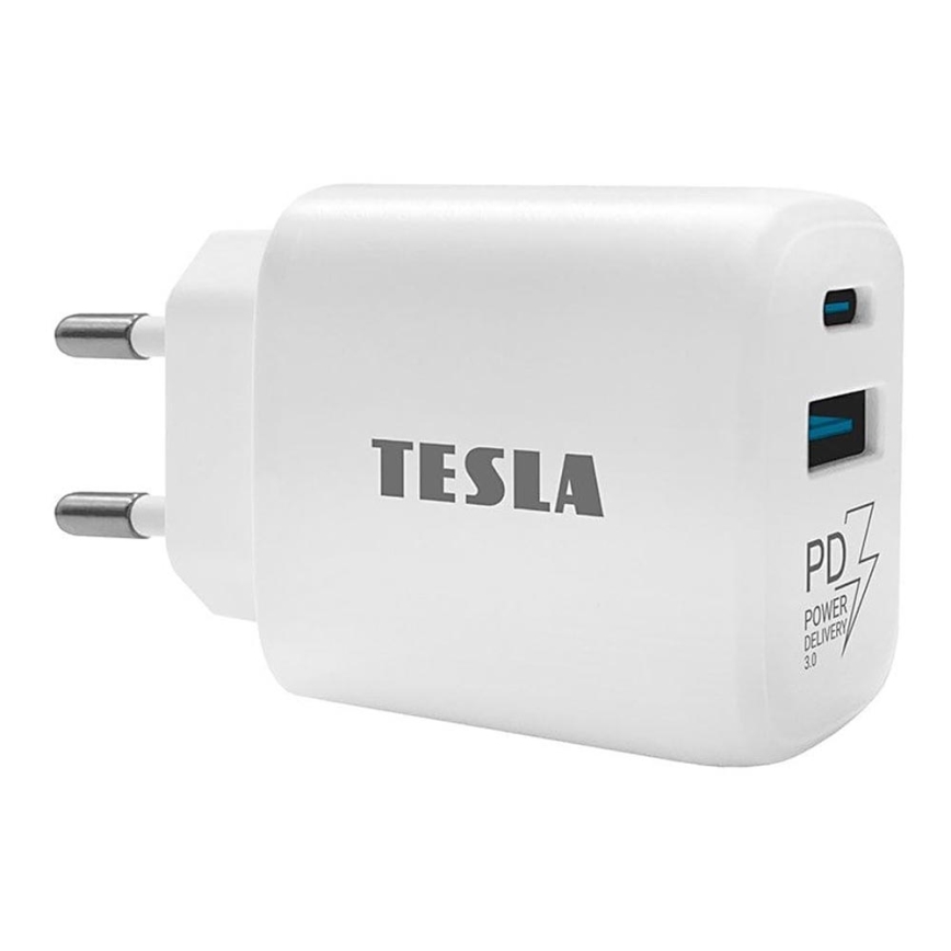 TESLA Electronics - Hurtigoplader Power Delivery 25W hvid