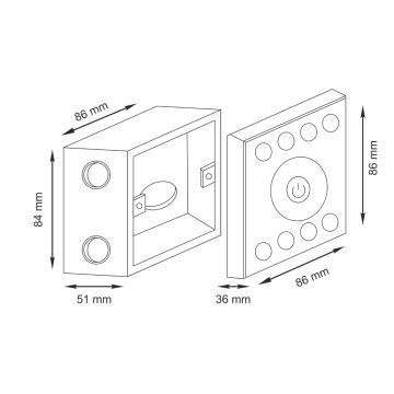 Touch-kontakt med lysdæmper til RGBW LED strips 12-24V 4-kanal