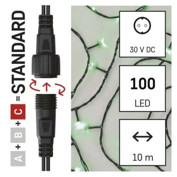 Udendørs LED julelyskæde 100xLED/10m IP44 grøn