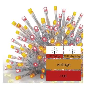 Udendørs LED julelyskæde 100xLED/2,5x0,9m IP44 rød/vintage