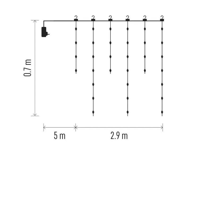 Udendørs LED julelyskæde 100xLED/8 funktioner 7,9x0,7m IP44 varm hvid