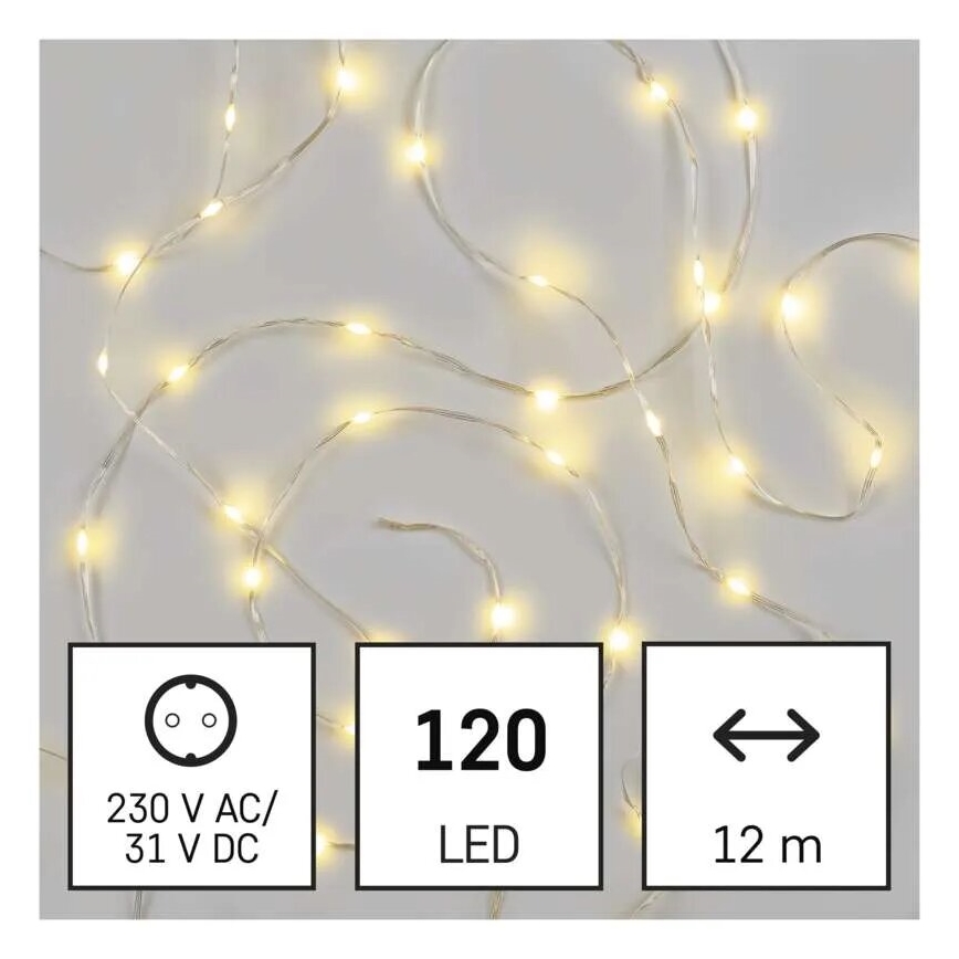 Udendørs LED julelyskæde 120xLED/17m IP44 varm hvid