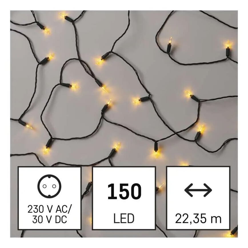 Udendørs LED julelyskæde 150xLED/27,35m IP44 vintage