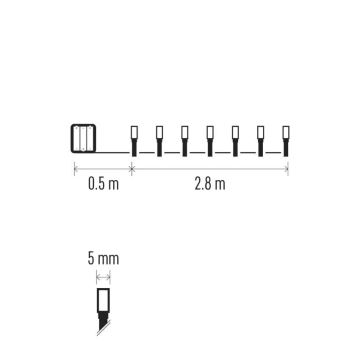 Udendørs LED julelyskæde 40xLED/3xAA 3,3m IP44 kold hvid