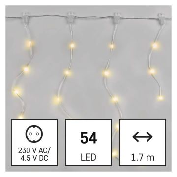 Udendørs LED julelyskæde 54xLED/8 funktioner 6,7x0,7m IP44 varm hvid