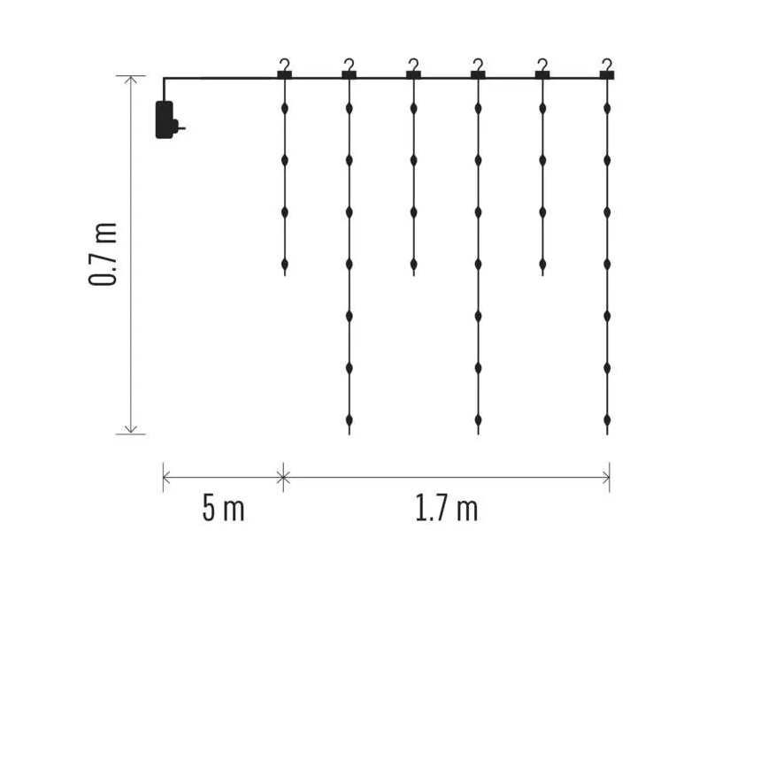 Udendørs LED julelyskæde 54xLED/8 funktioner 6,7x0,7m IP44 varm hvid