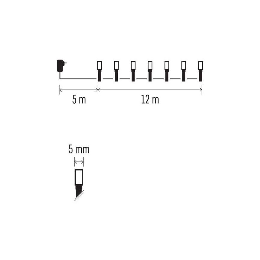 Udendørs LED lyskæde 120xLED/17 m IP44 varm hvid