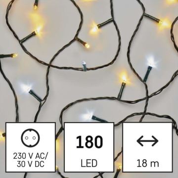 Udendørs LED lyskæde 180xLED/2 funktioner 23 m IP44 varm/kold hvid