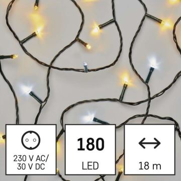 Udendørs LED lyskæde 180xLED/23 m IP44 varm/kold hvid