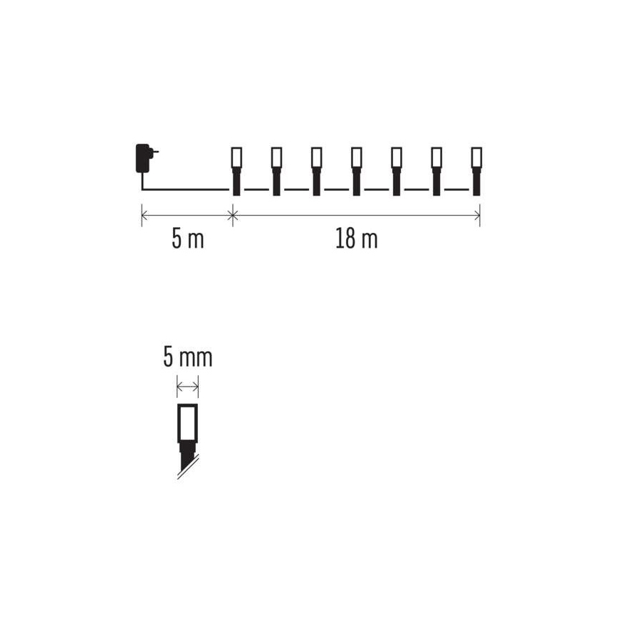 Udendørs LED lyskæde 180xLED/23m IP44 varm hvid