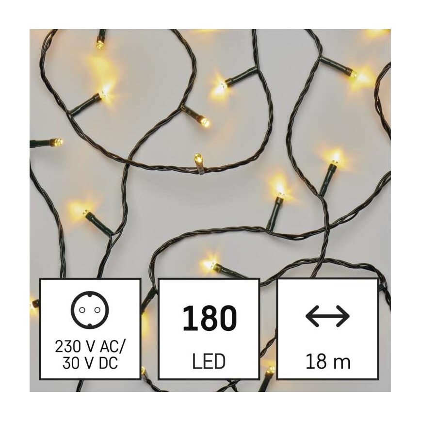 Udendørs LED lyskæde 180xLED/8 funktioner 23 m IP44 varm hvid