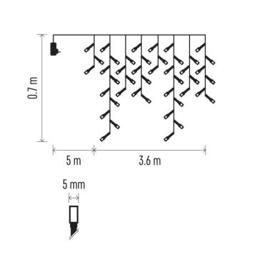 Udendørs LED lyskæde 200xLED/8 funktioner 8,6 m IP44 kold hvid