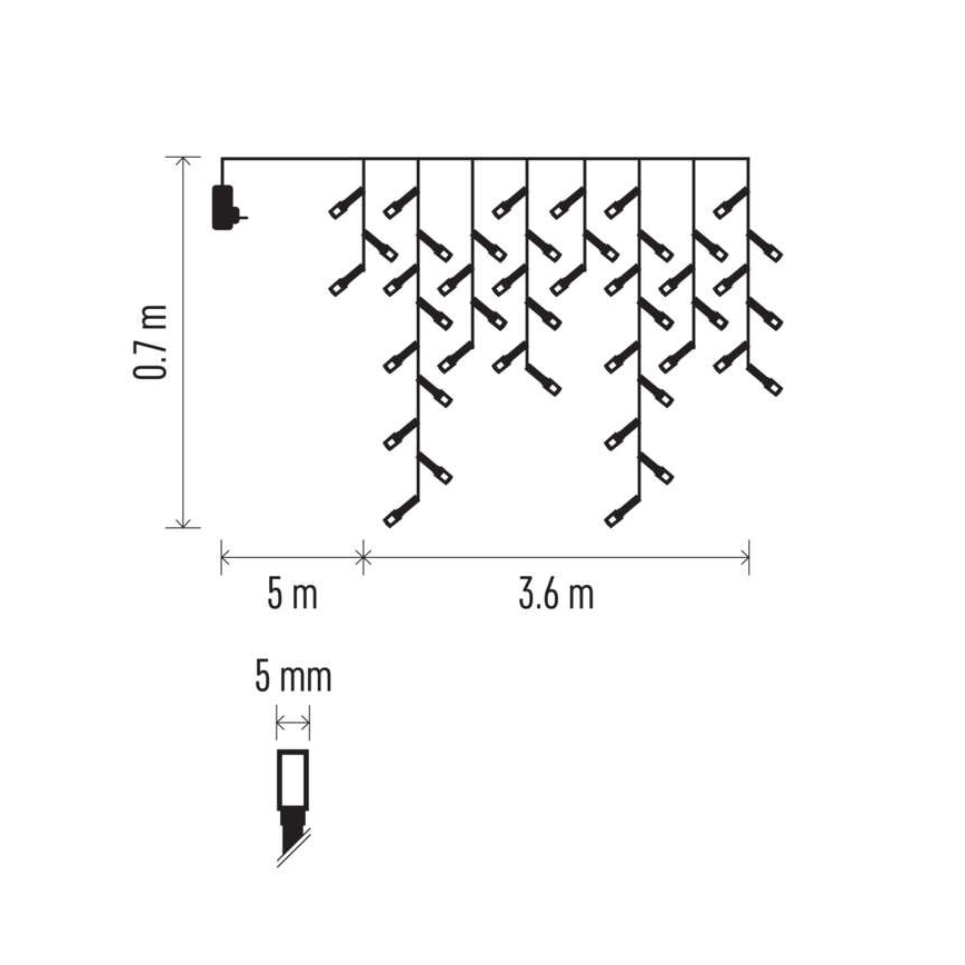 Udendørs LED lyskæde 200xLED/8 funktioner 8,6 m IP44 kold hvid