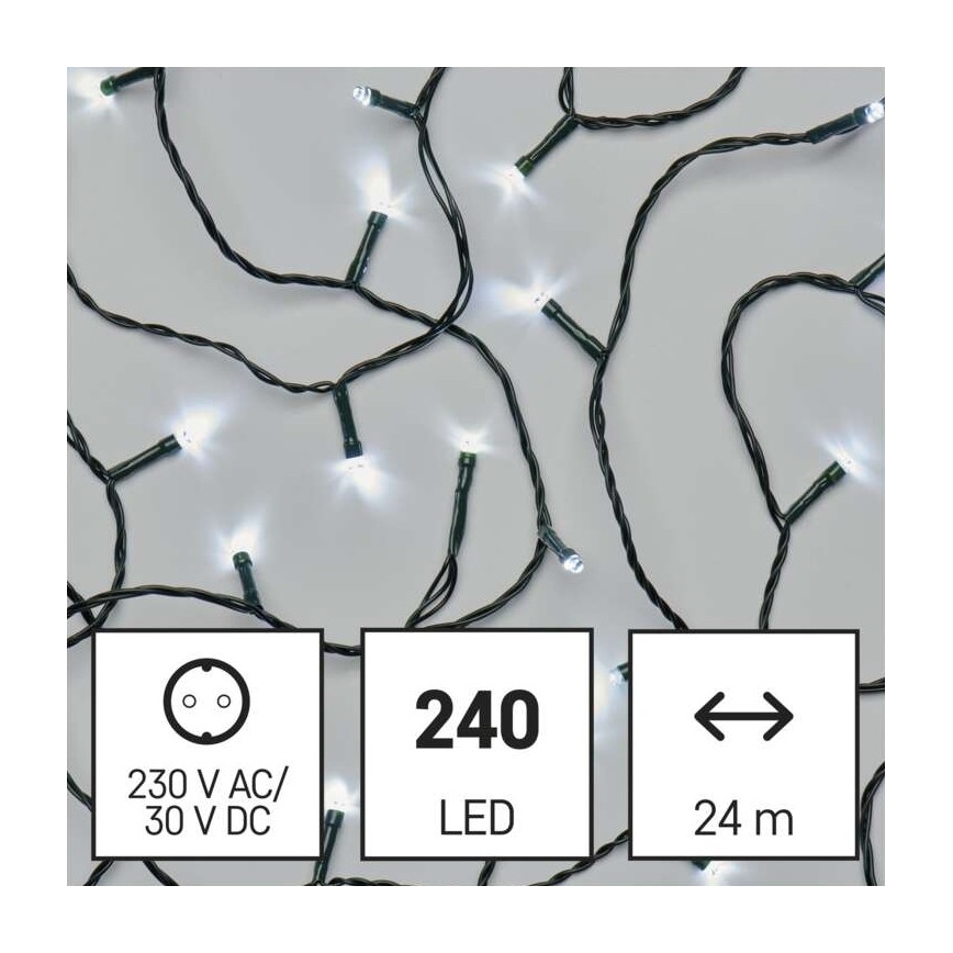 Udendørs LED lyskæde 240xLED/29 m IP44 kold hvid