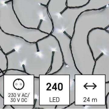 Udendørs LED lyskæde 240xLED/8 funktioner 29 m IP44 kold hvid