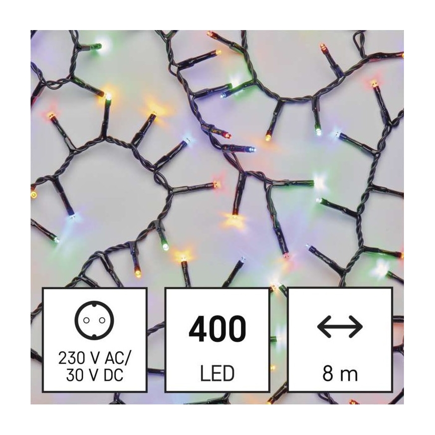 Udendørs LED lyskæde 400xLED/13 m IP44 flerfarvet