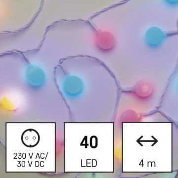 Udendørs LED lyskæde 40xLED/9 m IP44 flerfarvet