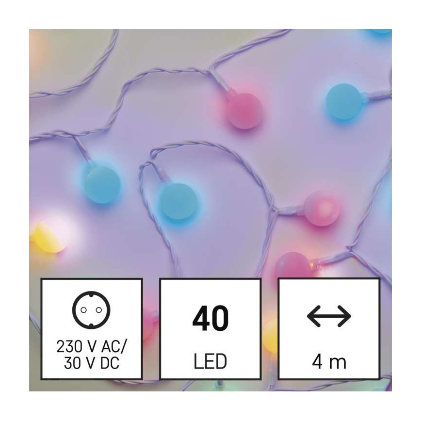 Udendørs LED lyskæde 40xLED/9 m IP44 flerfarvet