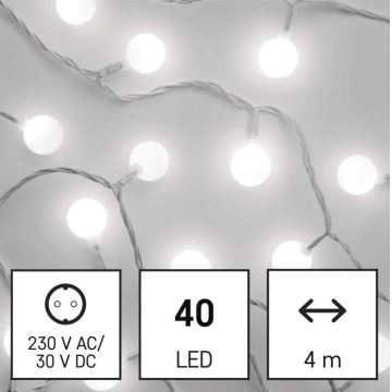 Udendørs LED lyskæde 40xLED/9 m IP44 kold hvid