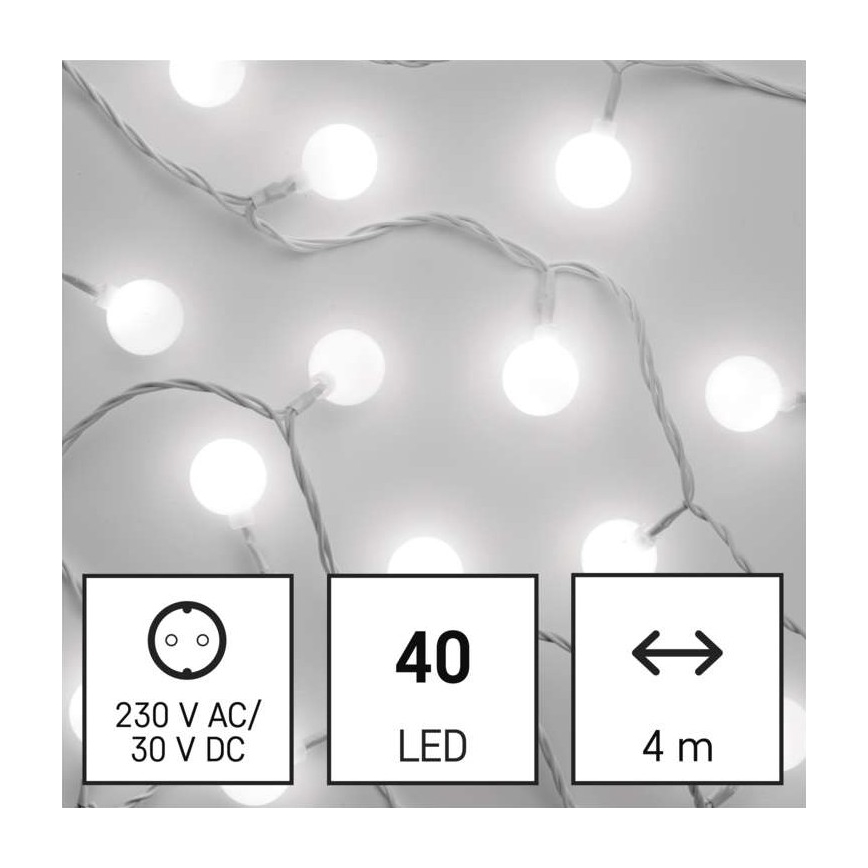 Udendørs LED lyskæde 40xLED/9 m IP44 kold hvid