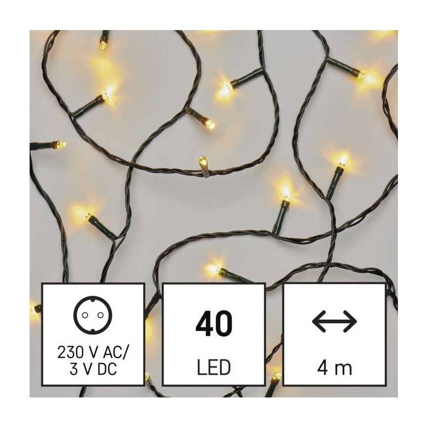 Udendørs LED lyskæde 40xLED/9 m IP44 varm hvid