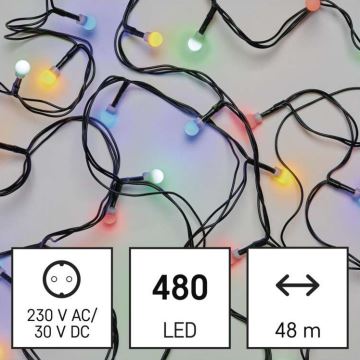 Udendørs LED lyskæde 480xLED/53 m IP44 flerfarvet
