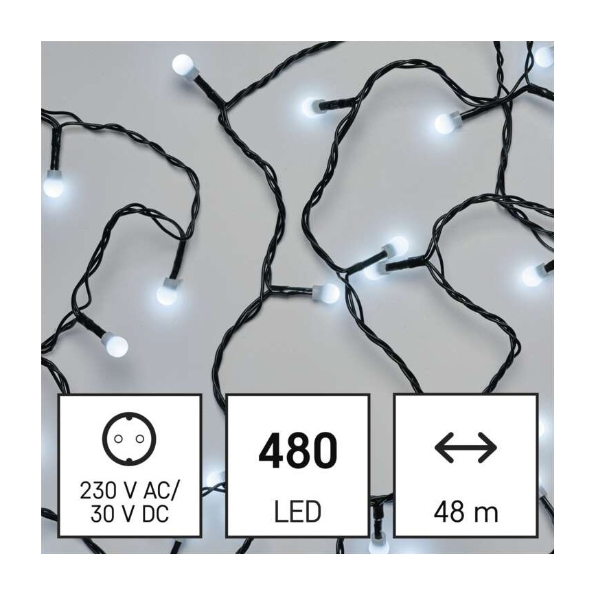 Udendørs LED lyskæde 480xLED/53 m IP44 kold hvid