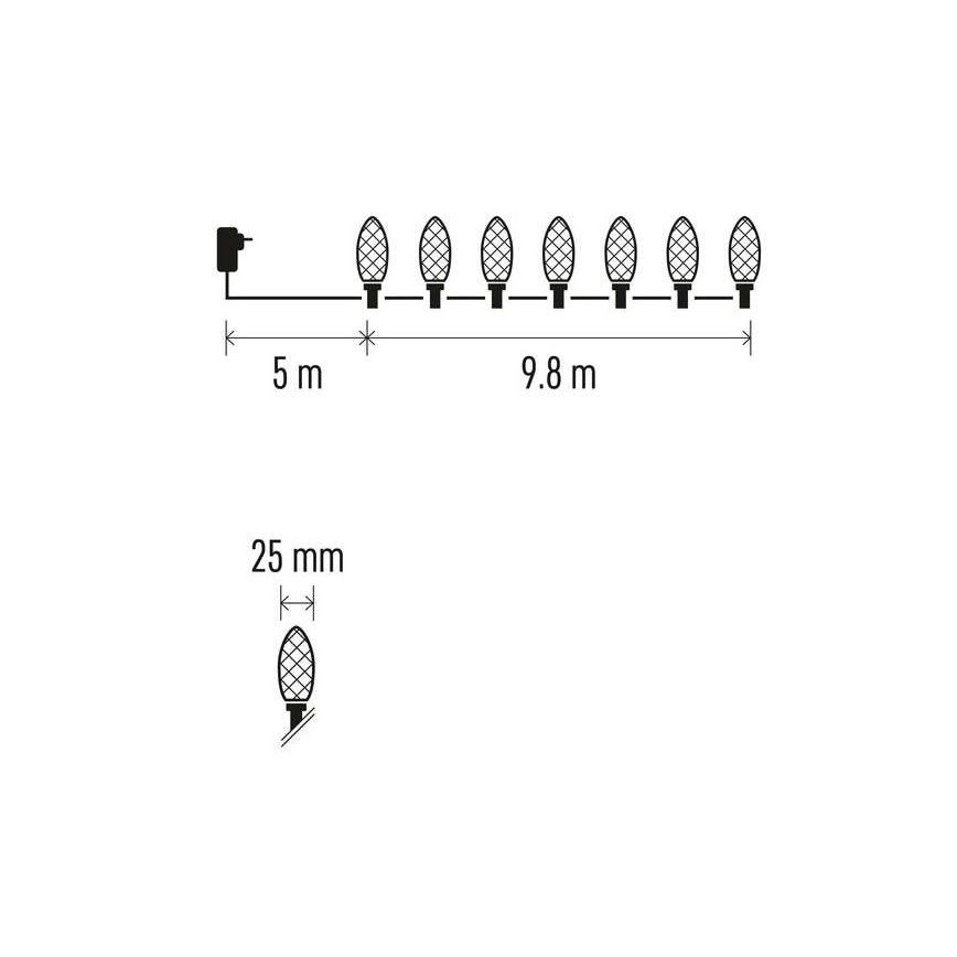 Udendørs LED lyskæde 50xLED/8 funktioner 14,8 m IP44 flerfarvet