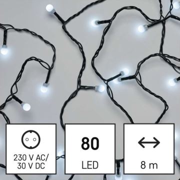 Udendørs LED lyskæde 80xLED/13 m IP44 kold hvid