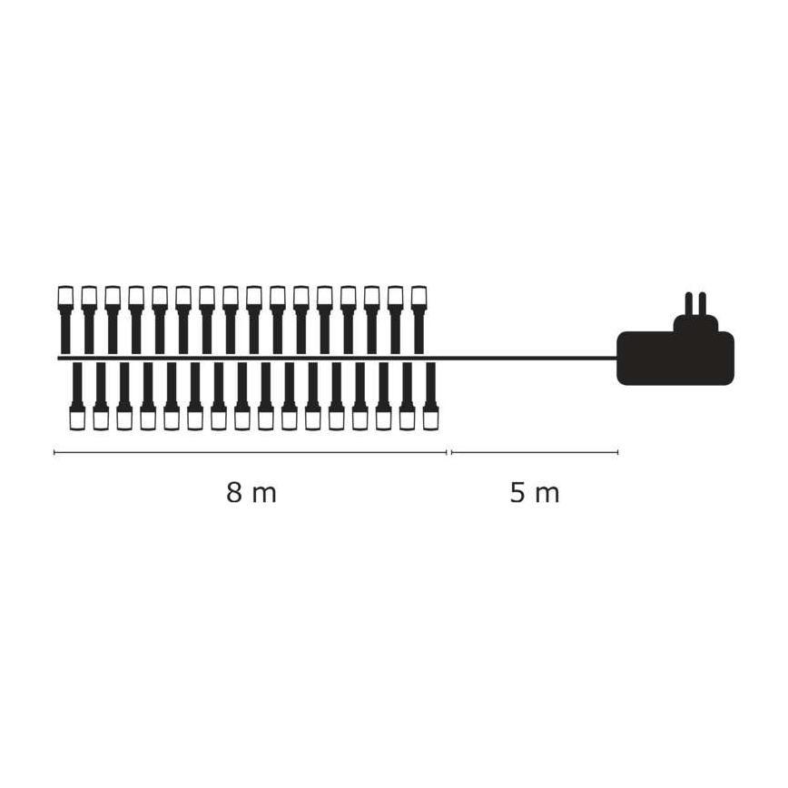 Udendørs LED lyskæde 80xLED/13 m IP44 varmt hvidt lys