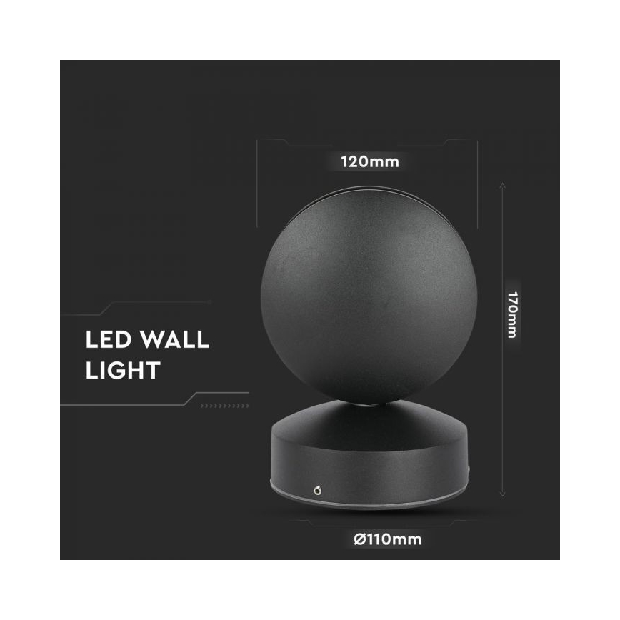 LED Udendørs wall flexible lys LED/7W/230V 3000K IP65 sort
