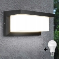 Udendørs LED væglampe med lyspære med skumringssensor NEELY 1xE27/9W/230V IP54 antracit