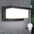 Udendørs LED væglampe med skumringssensor NEELY 1xE27/9W/230V IP54 antracit