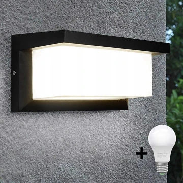 Udendørs LED væglampe NEELY 1xE27/10W/230V 3000K IP54 sort