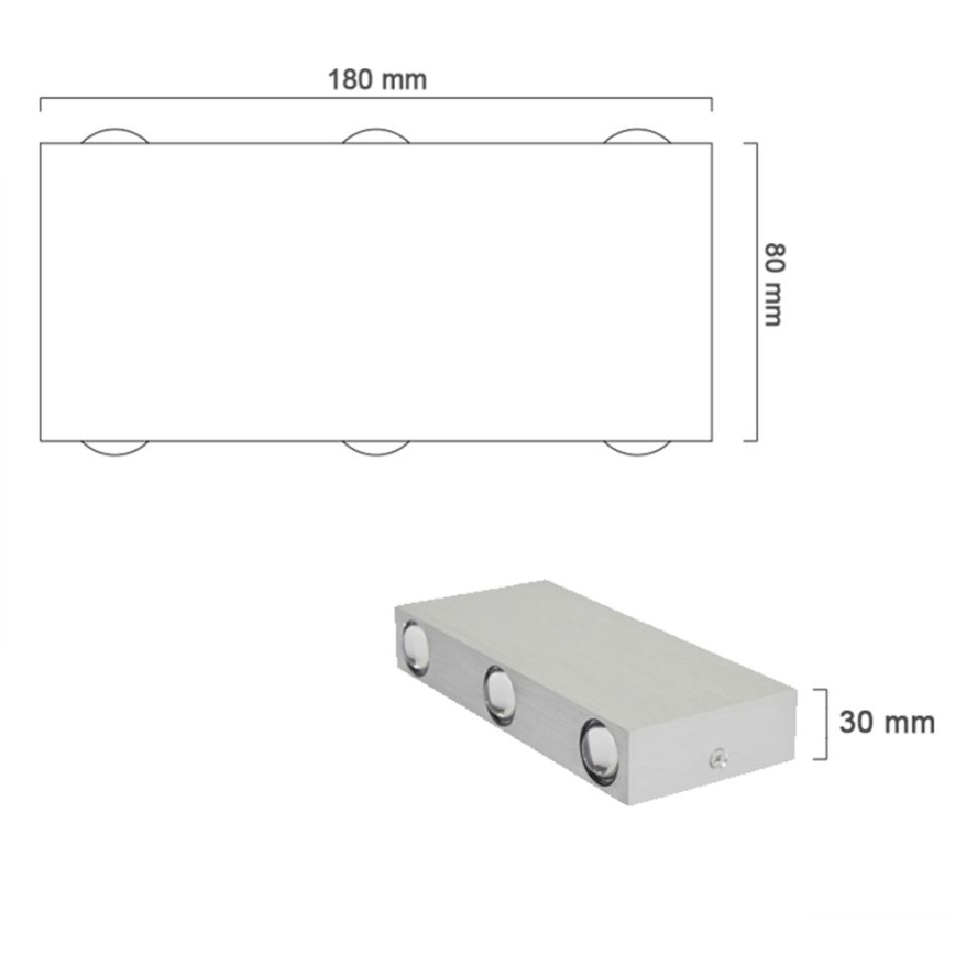 Udendørs LED væglampe SILBER 6xLED/1W/230V IP54