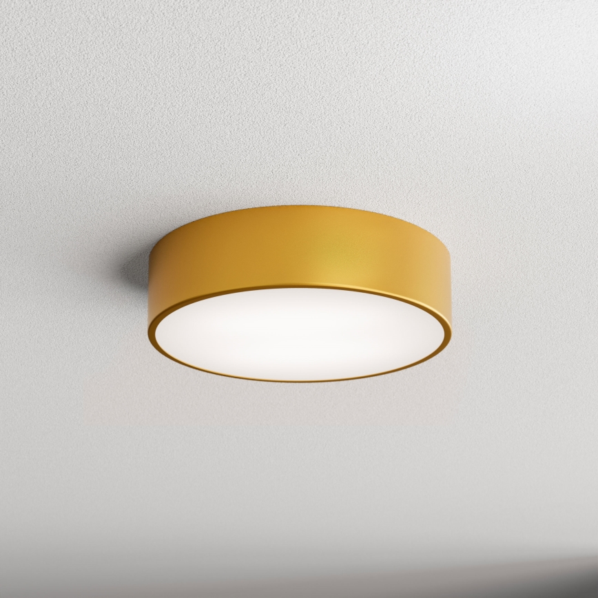 Udendørs loftlampe med sensor CLEO 2xE27/24W/230V diam. 30 cm guldfarvet IP54