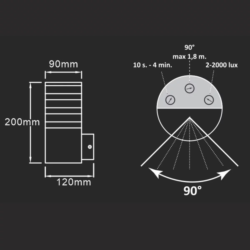 Udendørs væglampe med sensor TEKSAS 1xE27/12W/230V IP44