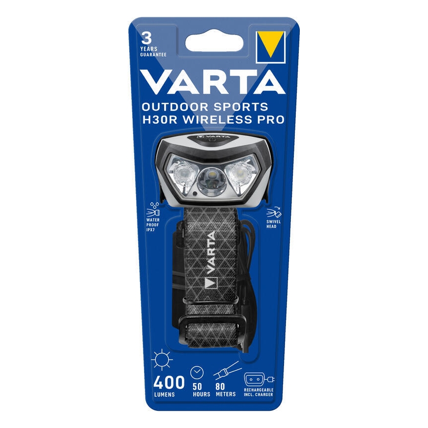 Varta 18650101401 - LED pandelampe dæmpbar og genopladelig OUTDOOR SPORTS LED/5V 1800 mAh IPX7