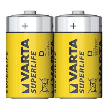 Varta 2020 - 2 stk. Zink-carbon batteri SUPERLIFE D 1,5V