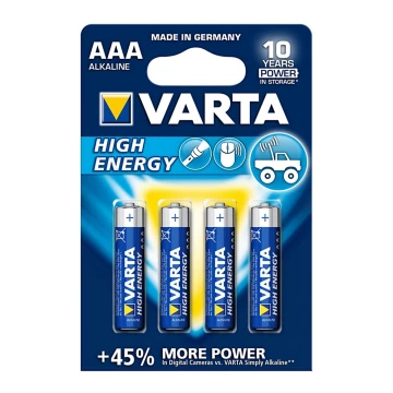 Varta 4903 - 4 stk. Alkalisk batteri HIGH ENERGY AAA 1,5V